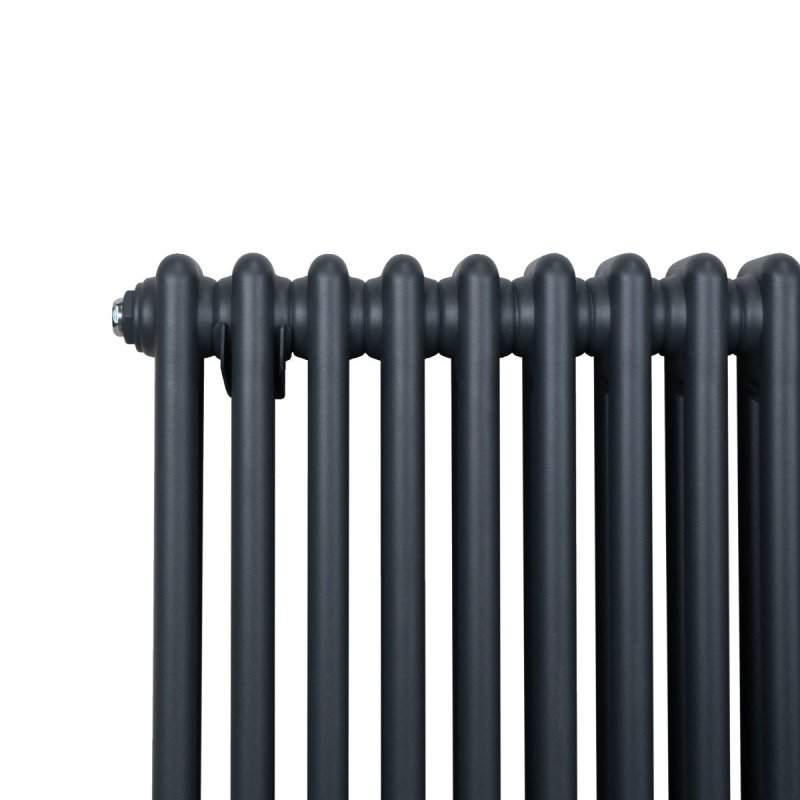 Traditional 2 Column Radiator 300mm x 832mm Modern Central Heating Heater Matt Anthracite Grey Carbon Steel Horizontal Wall Mounted Kitchen Living Room Bathroom Cleaning Brush Fixing Kit & Brackets