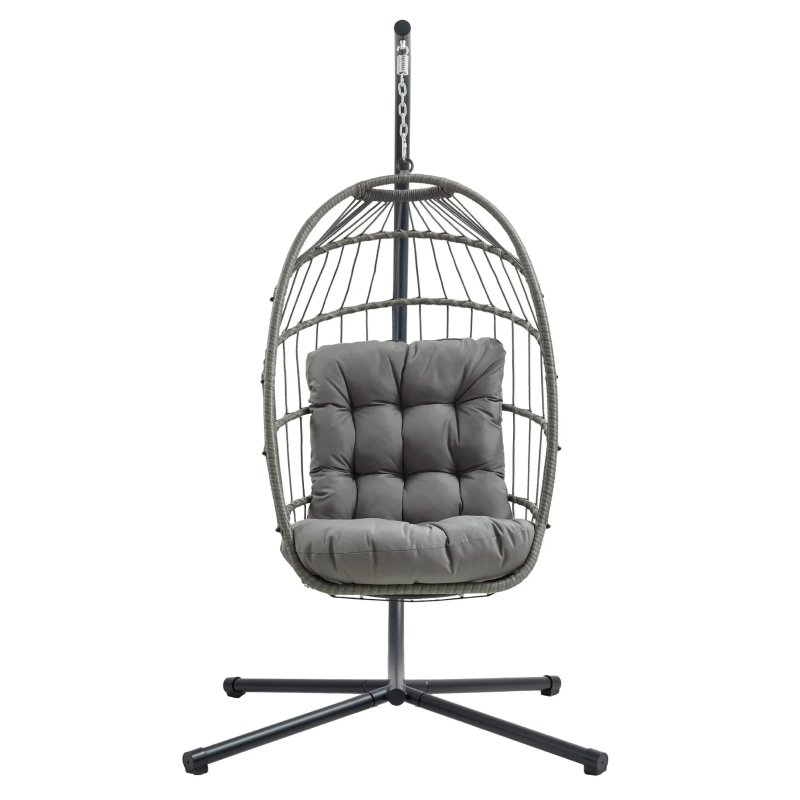Rattan Hanging Egg Chair - Grey