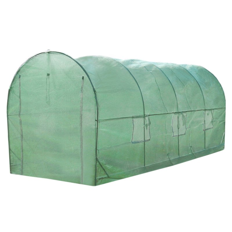 Polytunnel Greenhouse Walk In Galvanised Windows Doors Growhouse PE Cover Gardening Metal Frame Outdoor Garden Tent Vegetable Flower Plant 19mm Diameter | 5 x 2m