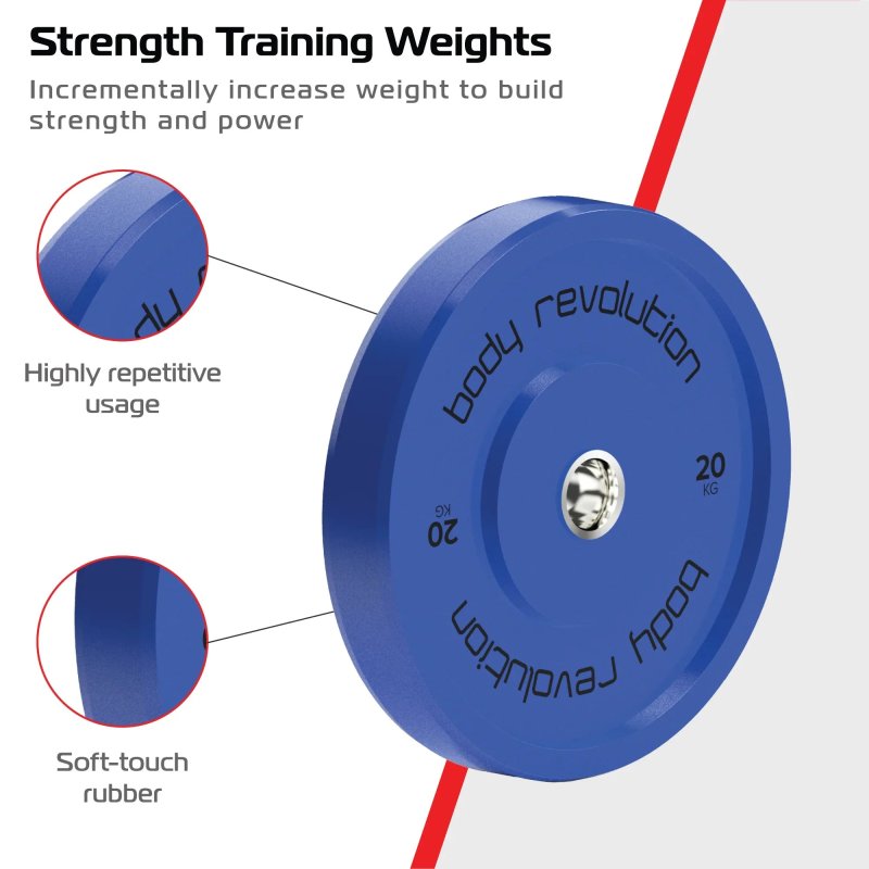 Body Revolution Olympic Bumper Plates Colour 150kg SET