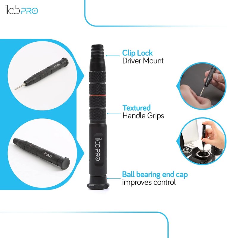 ilabPRO 23 Piece Precision Screwdriver Set Toolkit with Magnetic Micro Screwdriver and bits for Phone, Tablet, Laptop, PC, Watch and Glasses Repairs