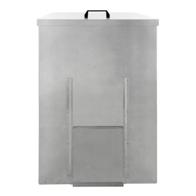 Coal Storage Bunker 150kg 300L Galvanised Steel Raised Metal Base Strengthening Bar Baffle Plate Waterproof Rust & Rodent Proof Wood Fire Sliding Door Hinged Lid Handle FREE Coal Shovel