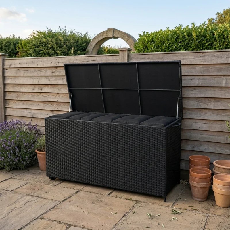 Rattan Cushion Storage Box 700L - Black