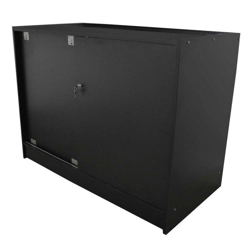 Retail Glass Shelf Product Display Shop Counter Showcase Lockable Cabinet Unit Black - K1200