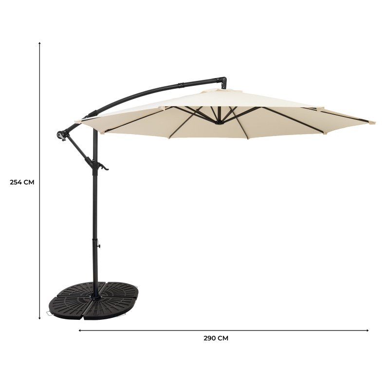 Cantilever Parasol 3m With Full Fan Base - Cream