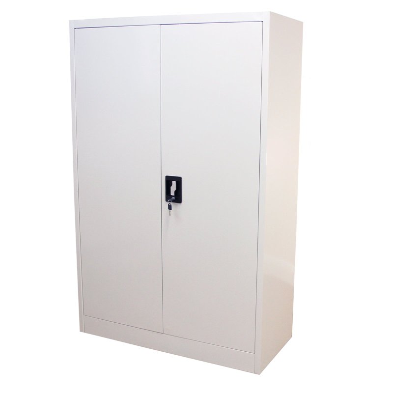 Metal Office 2 Doors Filing Cabinet Flatpack Document File Compartments Lockable Storage Cupboard Unit 140cm