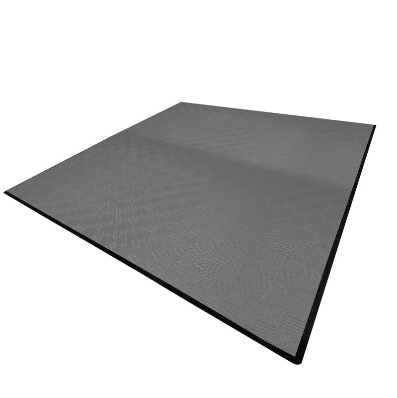Vented Modular Interlocking Flooring Tiles & Edges 225 x Grey Double Garage Heavy Duty Floor Mat Showroom Workshop Outdoor Polypropylene Anti Slip Weather Resistant Drainage Channels 6m x 6m 36m2
