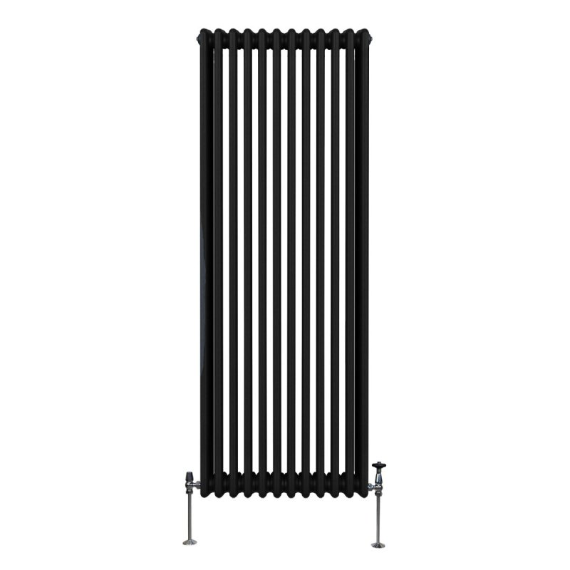 Traditional 3 Column Radiator 1800mm x 562mm Modern Central Heating Heater Matt Black Carbon Steel Vertical Wall Mounted Kitchen Living Room Bathroom Cleaning Brush Fixing Kit & Brackets