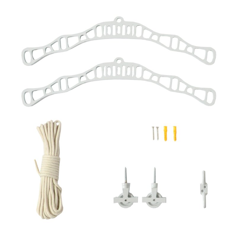 Clothes Airer Ceiling Pulley Maid Traditional Mounted Clothing Dryer 6 Lath Laundry Drying Rack Rail 2.4m White