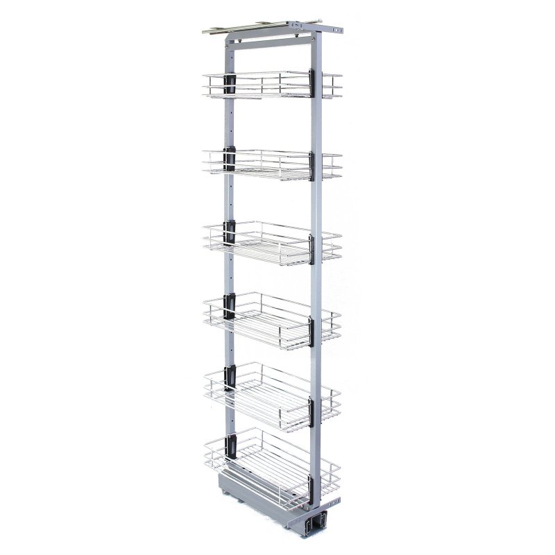 KuKoo Pull Out Kitchen Larders, 46cm D, 190-220cm H, Soft Close Slide Out, Storage Cabinet Wire Baskets