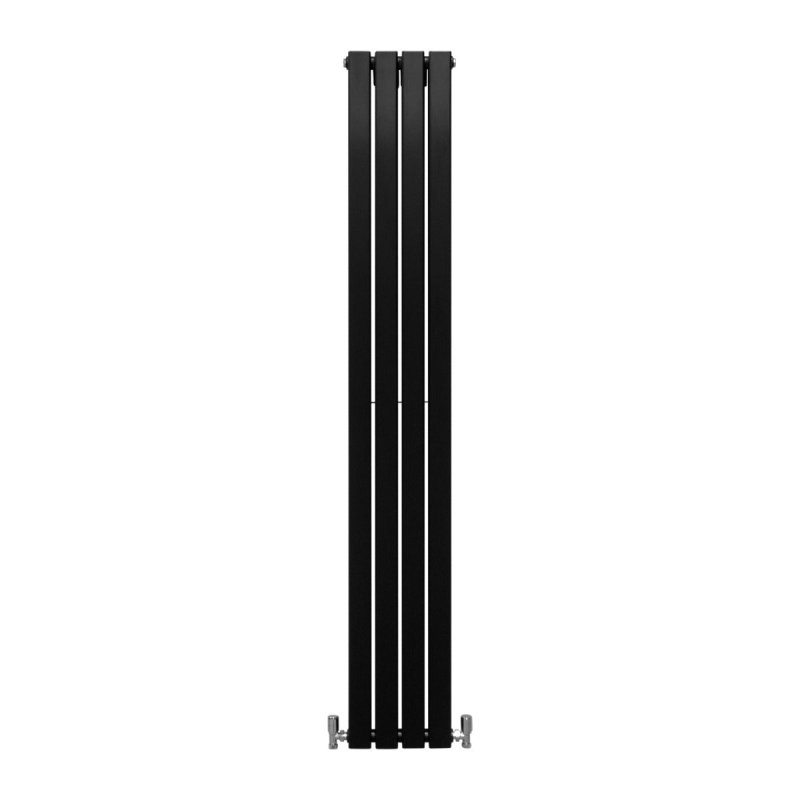 Designer Radiators 180 x 28cm Flat Panel Modern Central Heating Matt Black Vertical Column Double Panel Wall Mounted Slimline Kitchen Living Room Bathroom Commercial Cleaning Brush & Fixing Kit