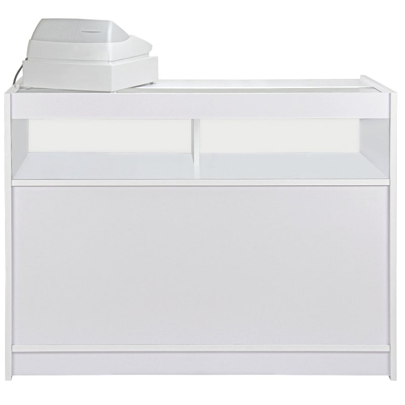Retail 1/4 Glass Shelf Counter Shop Showcase Display Cabinet Shelves Unit White B1200