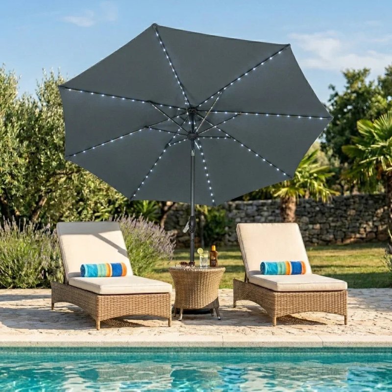 LED Tilt Parasol 2.7m - Grey