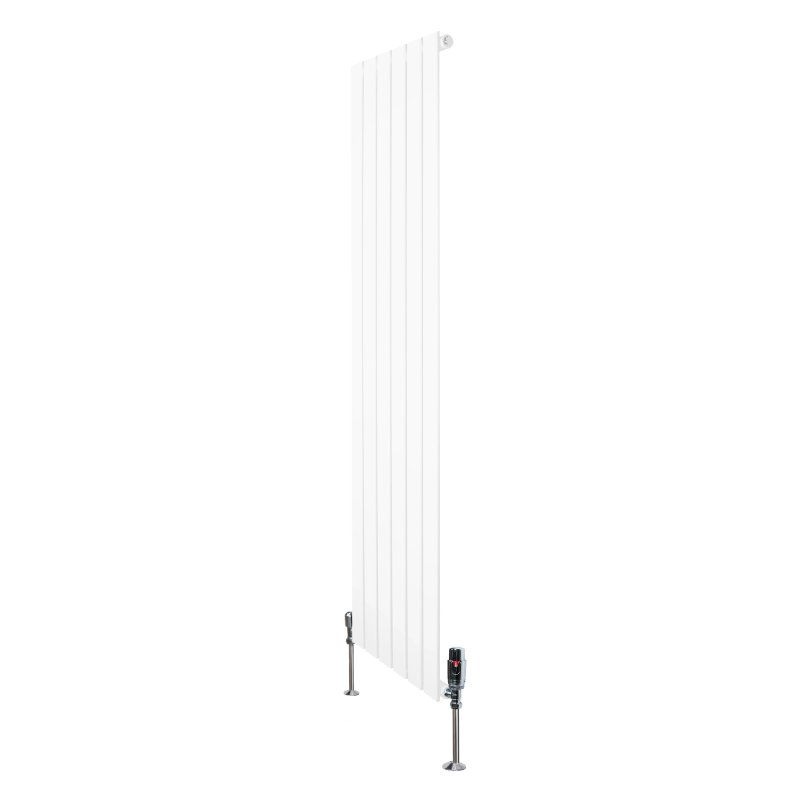Flat Single Column Radiator & Valves - 1600mm x 420mm - White