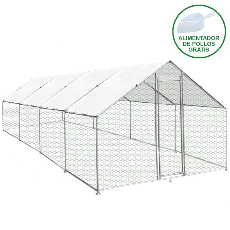 Walk In Chicken Run Cage Coop 4m x 8m x 2m Dog Pen House Kennel Large Metal Enclosure Rabbits Ducks Poultry Roof Cover Shelter Sunshade Pets Outdoor Backyard Farm Animal