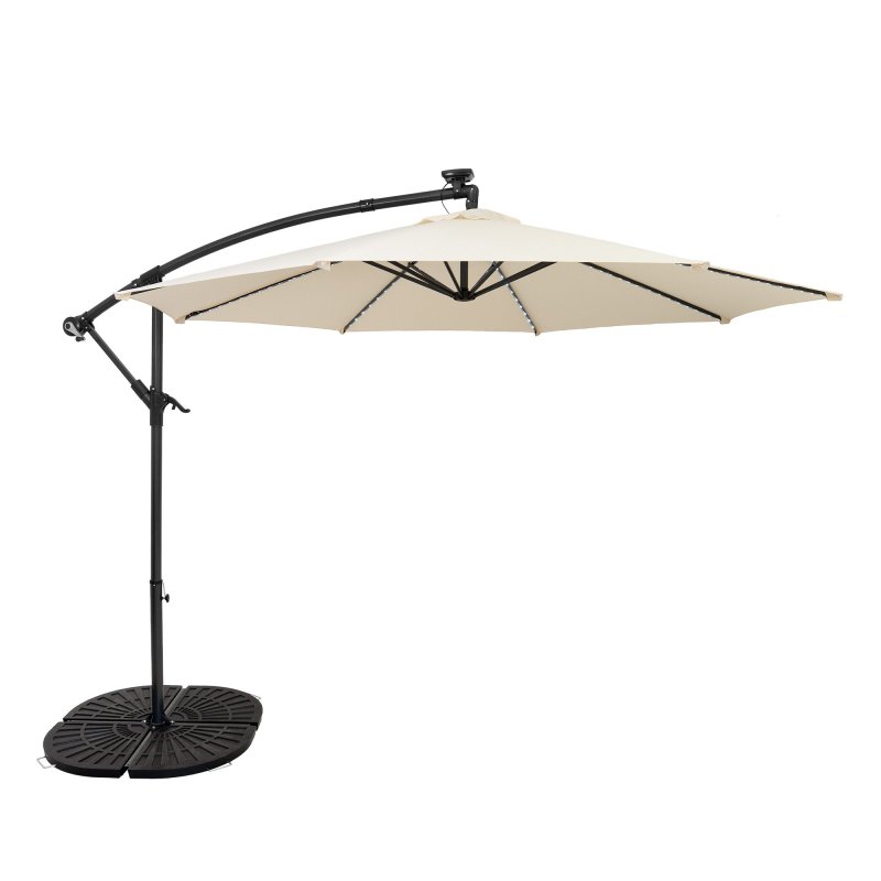 LED Cantilever Parasol 3m With Full Fan Base - Cream