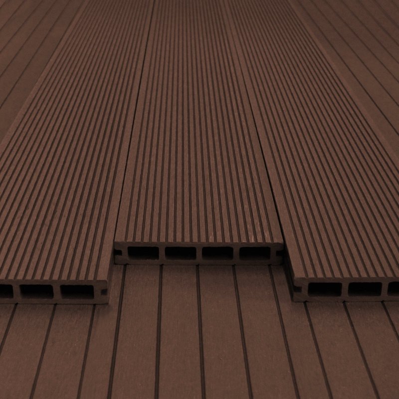 Jardí Composite Decking Boards / 5 Square Metres Conker Brown / Wood Effect WPC Pack Garden Outdoor Patios Terrace Hot Tub Tiles (incl. Fixing Screws &, Clips)