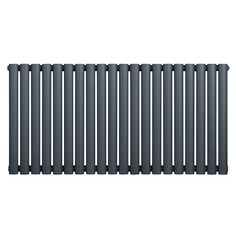 Oval Single Column Radiator - 600 x 1200mm - Anthracite Grey
