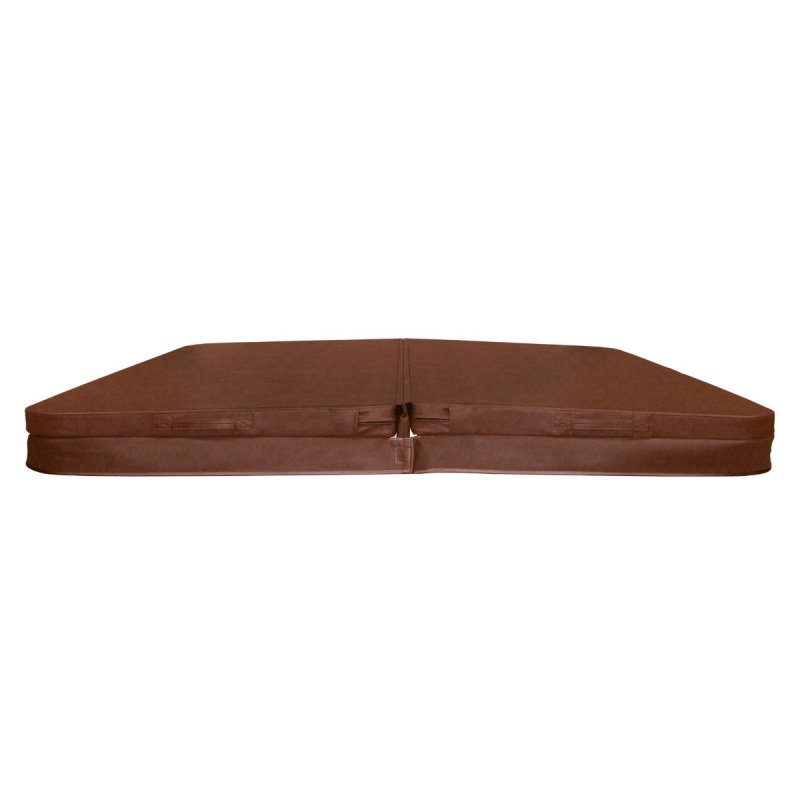 Hot Tub Cover Spa Lid 220cm x 220cm Square Brown Hard Top Weatherproof PVC Leather Foam 25KG/m3 Density Galvanized C-Channel UV Mildew Flame Resistant