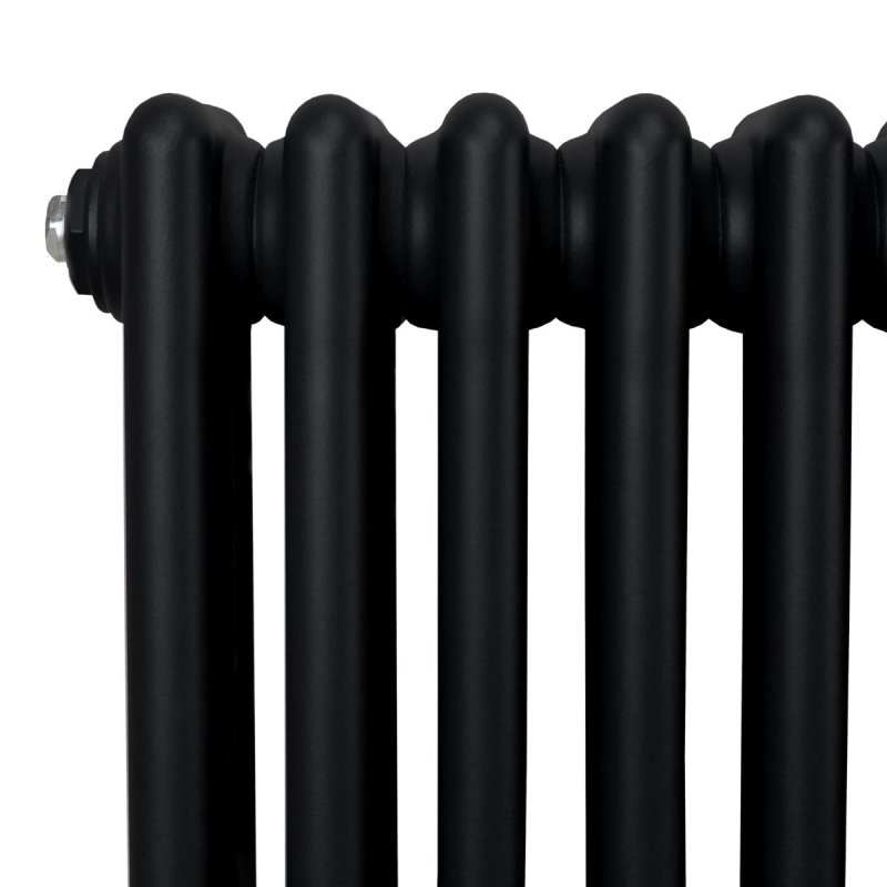 Traditional 3 Column Radiator 1500mm x 292mm Modern Central Heating Heater Matt Black Carbon Steel Vertical Wall Mounted Kitchen Living Room Bathroom Cleaning Brush Fixing Kit & Brackets