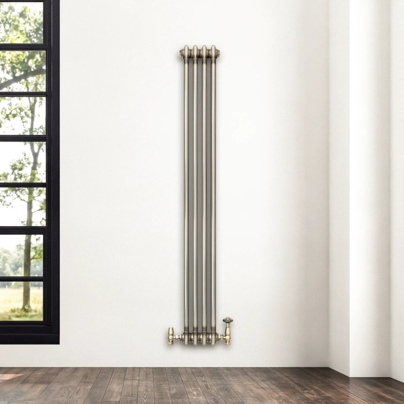 Traditional 2 Column Radiator - 1500 x 200mm - Raw Metal