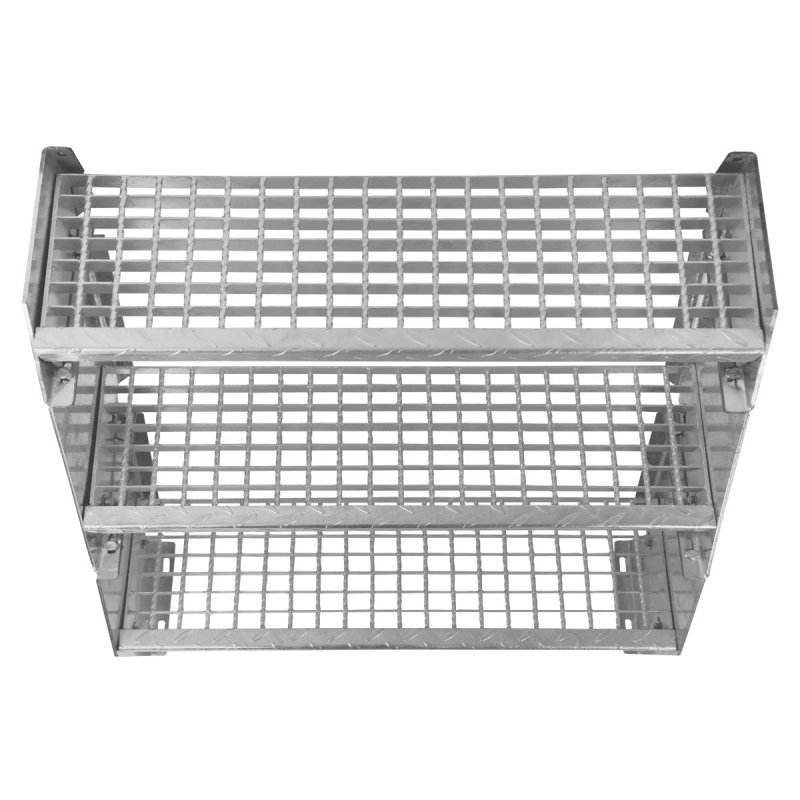 Metal Staircase 7 Section Adjustable Height 90cm / 900mm Wide Galvanised Steel Silver 7 Steps Weatherproof Grate Step Outdoor Garden Patio Modular Stairs 5mm Rod Thickness FREE Fixing Kit