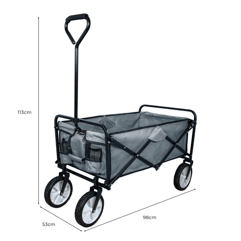 Foldable Garden Cart Pull Wagon Heavy Duty Trolley Utility Wheelbarrow Trailer Wheels Collapsible Folding Transport