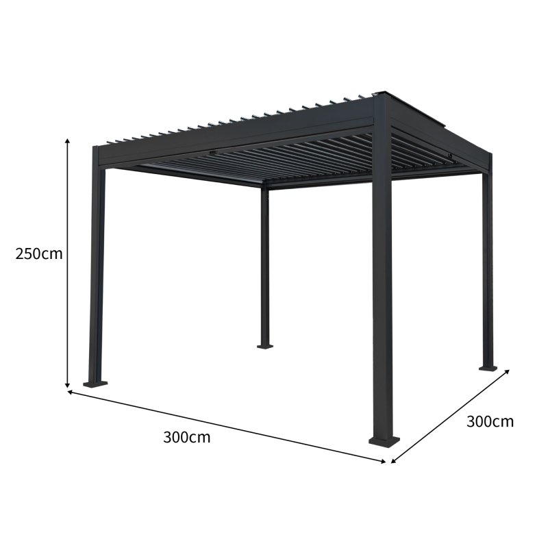 Aluminium Pergola With Anthracite Blinds - 3m x 3m