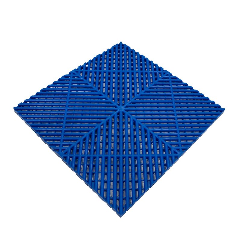 Vented Modular Interlocking Flooring Tiles & Edges 120 x Blue Single Garage Heavy Duty Floor Mat Showroom Workshop Outdoor Polypropylene Anti Slip Weather Resistant Drainage Channels 3.2m x 6m 19.2m2