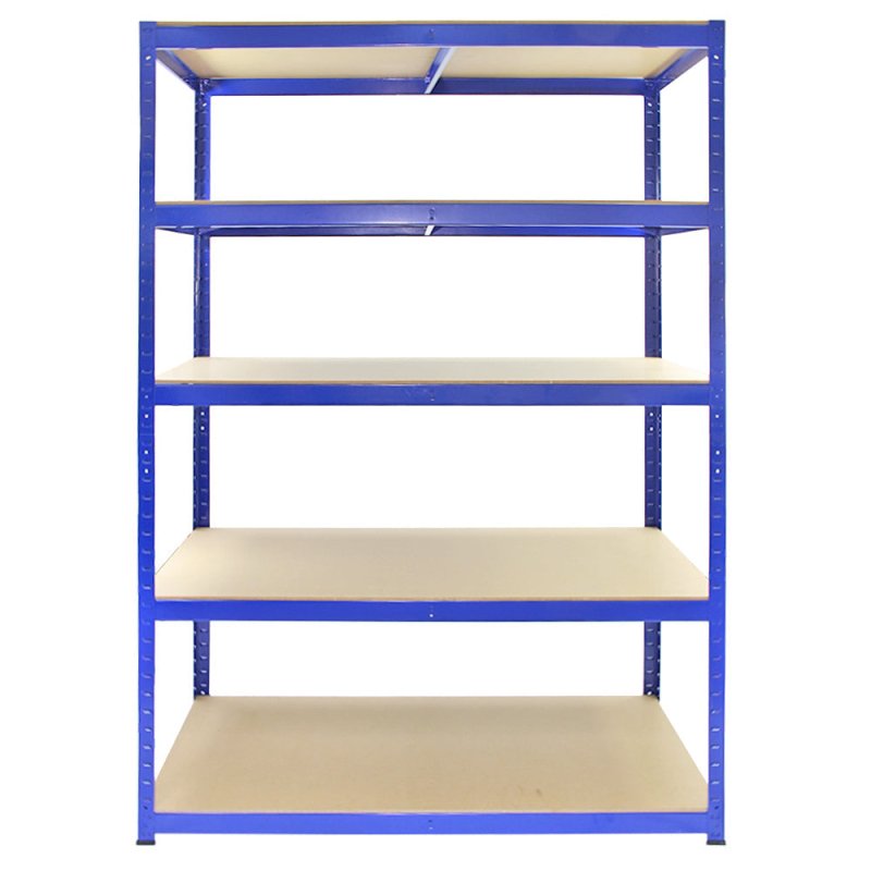 T-Rax  Garage Shelving Unit Extra Wide - 5 Tier Heavy Duty Rack for Storage Steel Utility Shelves | Metal & MDF Boltless Racking Assembly System | 1800KG Capacity | 360KG Per Shelf, Blue