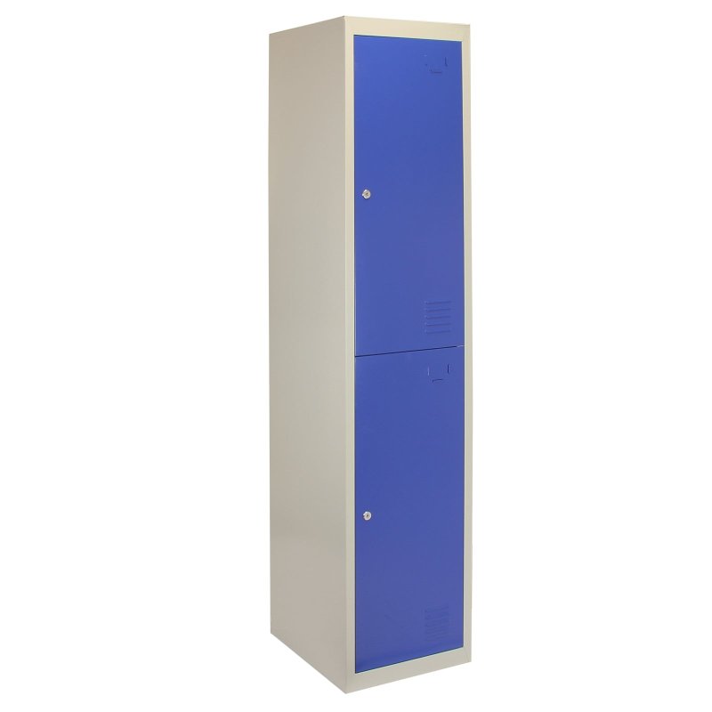 MonsterShop 3 x Blue 2 Door Metal Storage Lockers, Red & Grey Steel Lockable Unit, Staff Gym School Changing Room