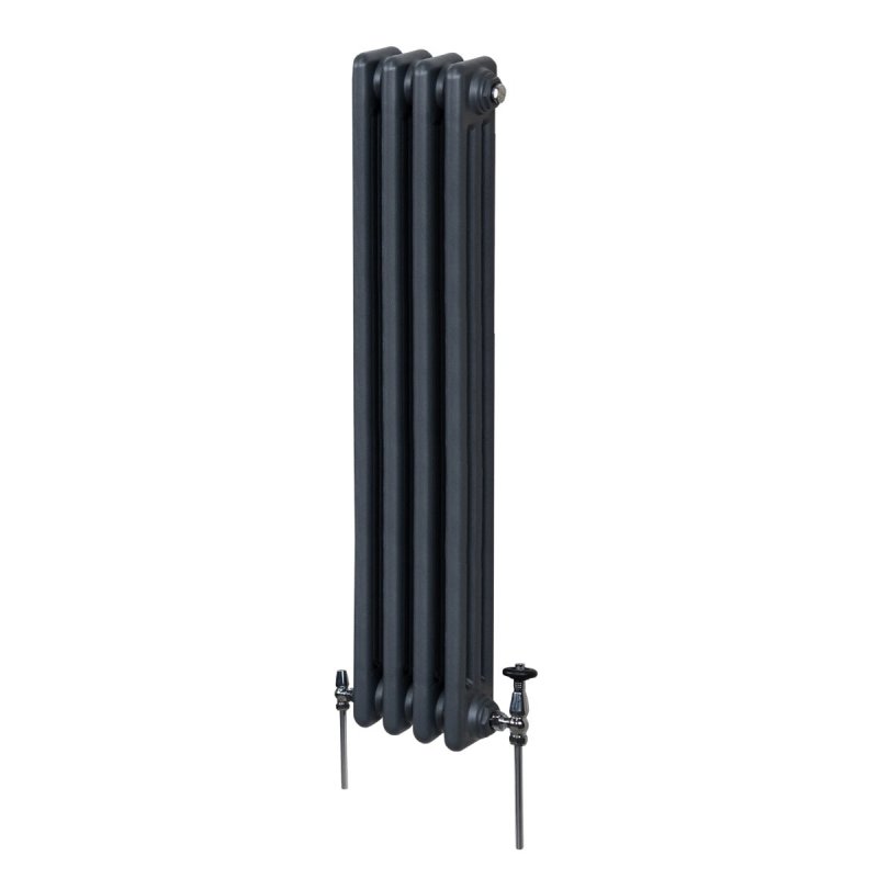 Traditional 3 Column Radiator 1500mm x 202mm Modern Central Heating Heater Matt Anthracite Grey Carbon Steel Vertical Wall Mounted Kitchen Living Room Bathroom Cleaning Brush Fixing Kit & Brackets