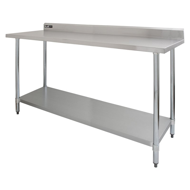 Prep Bench With Double Over-shelf Commercial Heavy Duty Work Table Kitchen Prep-table Stainless Steel Commercial Home Preparation Worktop 6ft