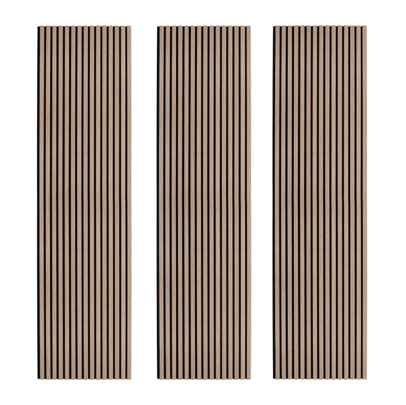 Acoustic Slat Wall Panels x 3 - Light Walnut