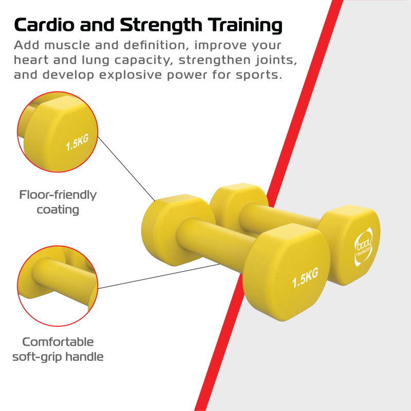 2 x 1.5KG Neoprene dumbbells