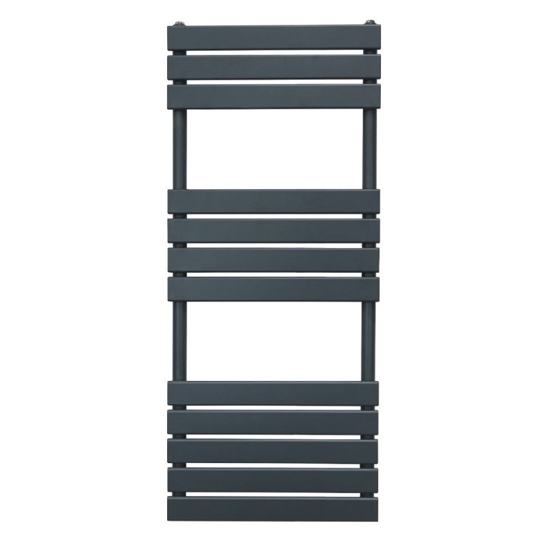 Vertical Towel Radiator Designer Flat Panel 1200mm x 450mm Bathroom Heated Rail Matt Anthracite Grey Central Heating Ladder Heater Wall Mounted Carbon Steel FREE Cleaning Brush Fixing Kit & Brackets