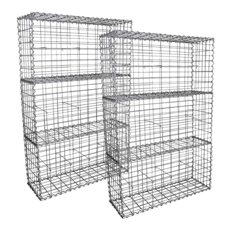 Gabion Baskets Garden Mesh Wire Cages Galvanised Steel Stone Basket Outdoor Spiral Planter Retaining Wall / 100 x 50 x 30cm / 6 Pack