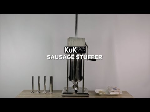 Sausage Stuffer And Clipper Set Vertical Machine - 5L Meat Stuffing Maker Kit With 5 Size Professional Filling Nozzles Steel Clipping Sealing Butchers Commercial FREE 2000 U-Shape Clips
