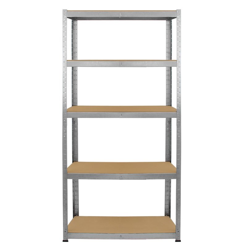 6 x Silver Racking Bay Units 5 Tier & Heavy-Duty Galvanised Steel 175kg Capacity Per Shelf Garage Shelves Storage Warehouse Shed Workshop Boltless 90cm x 30cm x 180cm