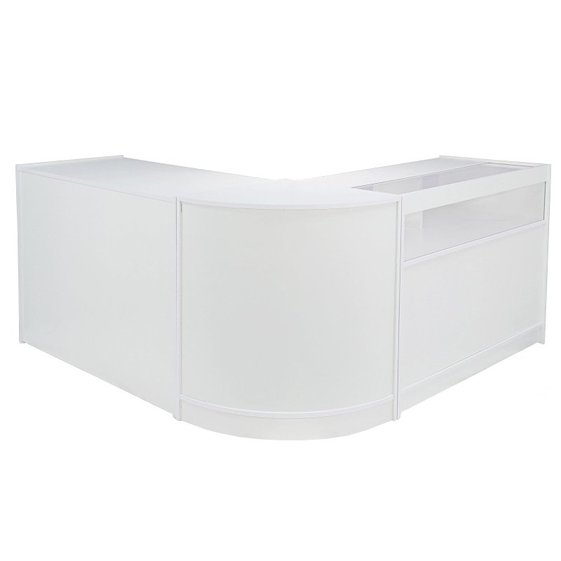 MonsterShop Galaxy Shop Counters Set & Glass Retail Showcase Cabinet Display, Brilliant White