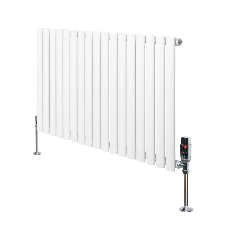 Oval Single Column Radiator & Valves - 600mm x 1020mm - White