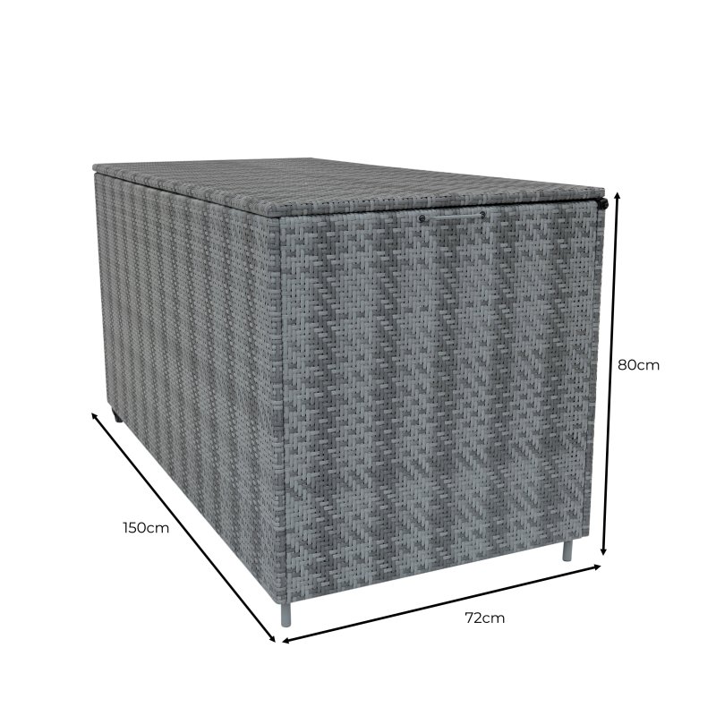 Rattan Cushion Storage Box 700L - Grey