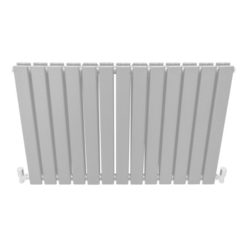 Designer Radiators 60 x 91cm Flat Panel Modern Central Heating Gloss White Horizontal Column Double Panel Wall Mounted Slimline Kitchen Living Room Bathroom Commercial Cleaning Brush & Fixing Kit