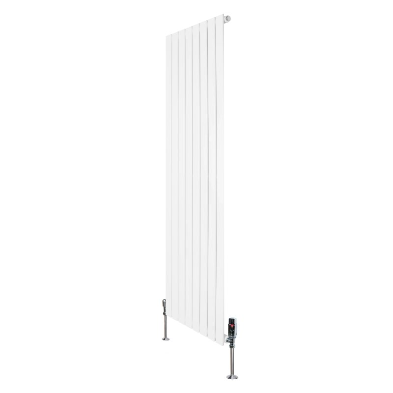 Flat Single Column Radiator & Valves - 1600mm x 560mm - White