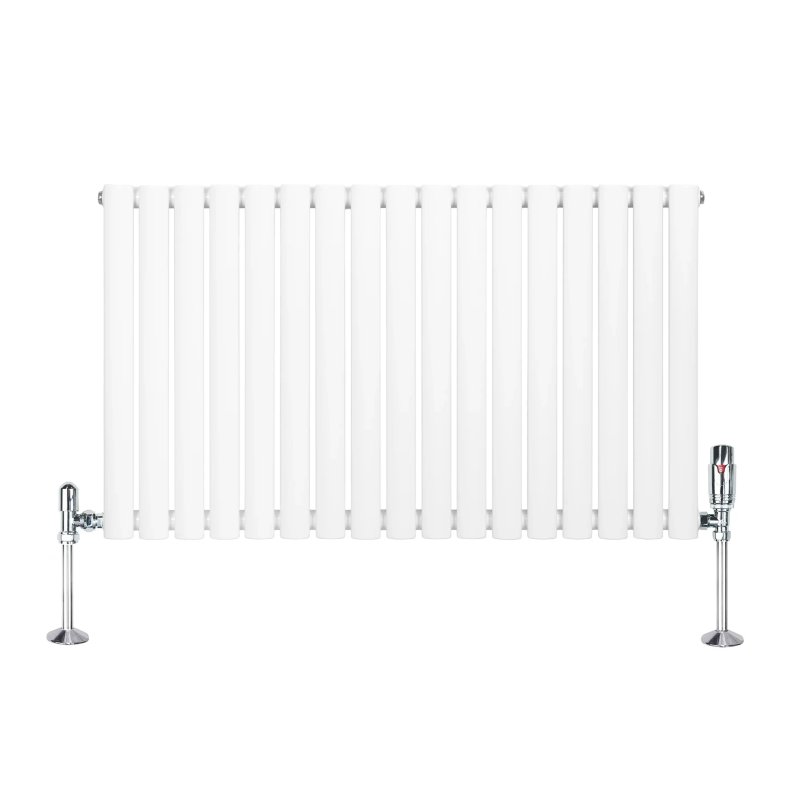 Oval Single Column Radiator & Valves - 600mm x 1020mm - White