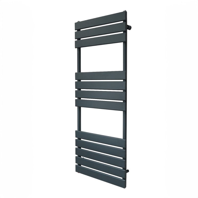Vertical Towel Radiator Designer Flat Panel 1200mm x 450mm Bathroom Heated Rail Matt Anthracite Grey Central Heating Ladder Heater Wall Mounted Carbon Steel FREE Cleaning Brush Fixing Kit & Brackets