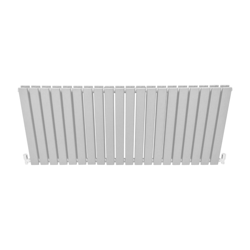 Designer Radiators 60 x 140cm Flat Panel Modern Central Heating Gloss White Horizontal Column Double Panel Wall Mounted Slimline Kitchen Living Room Bathroom Commercial Cleaning Brush & Fixing Kit