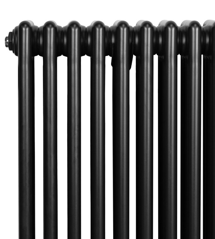 Traditional 4 Column Radiator & Valves - 1800 x 290mm - Black