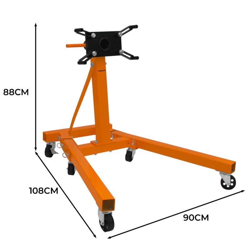 Engine Gearbox Support Stand 900kg 2000LBS Folding Legs Heavy Duty Swivel Transmission 360 Degree Rotation 810mm Work Height 6 Wheels 2 Brakes 4 Mounting Arms Professional Car Trolley Garage Workshop