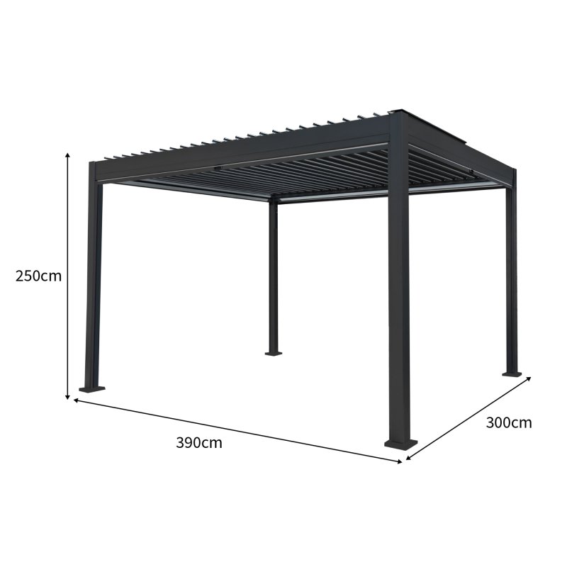 Anthracite Aluminium Pergola With White Blinds - 3m x 4m